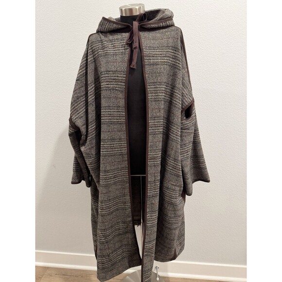 BEULAH Style Women Cotton-Blend Open Front Hooded Coat Brown One Size - Picture 1 of 14